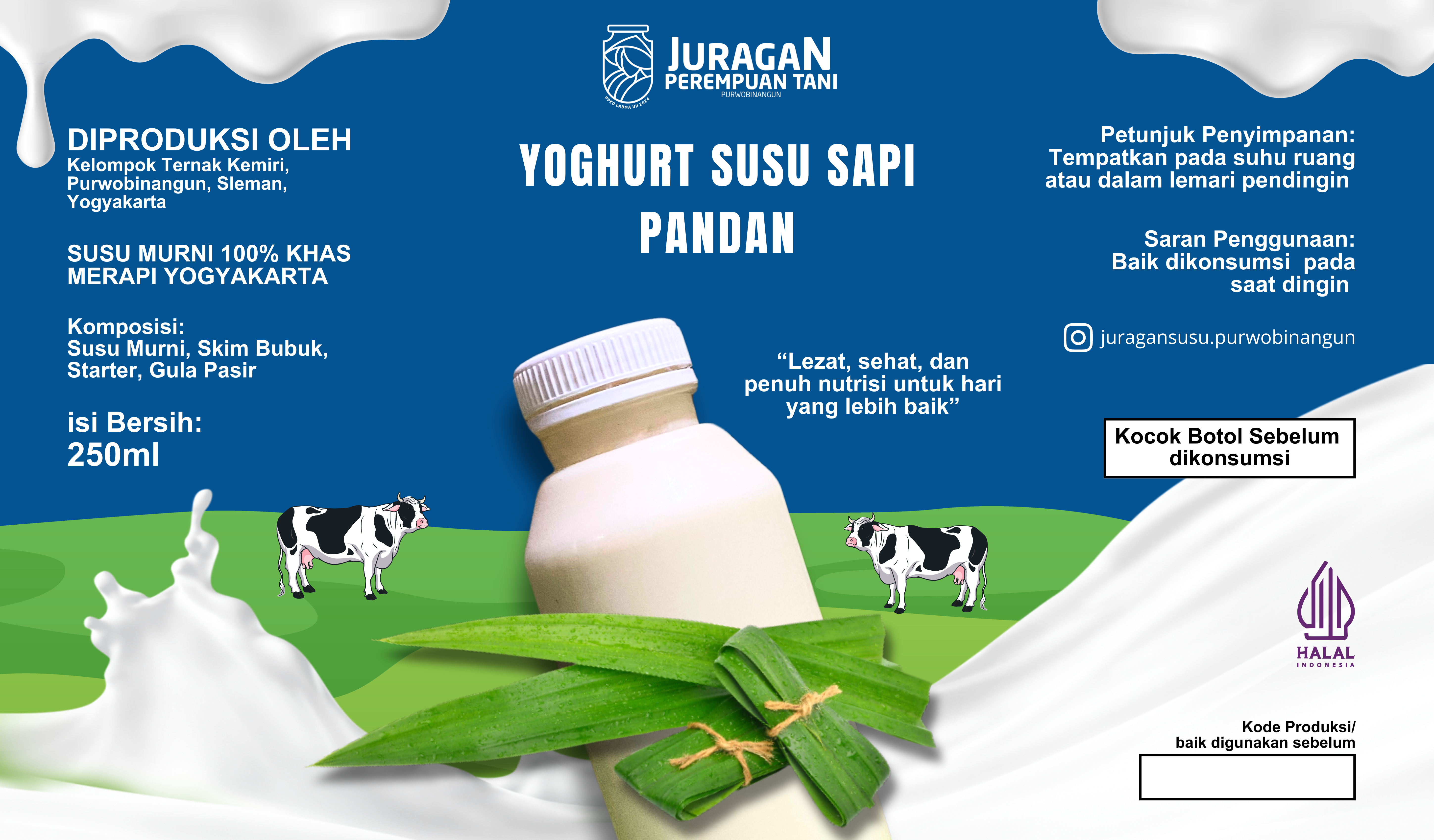 Yoghurt Susu Sapi Pandan